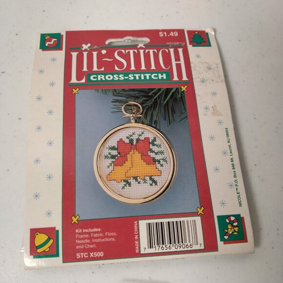 Christmas Cross Stitch Kit Lot of 6 Mixed Projects Ornaments Card Display Stand - Picture 6 of 14